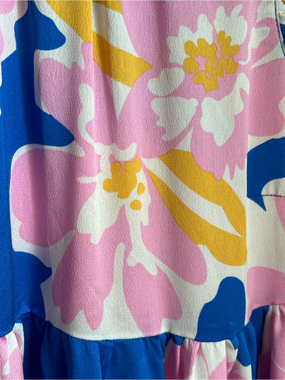 Umgee | Blue Flowy Lightweight Dress with Large Pink and Yellow Print Size S - Picture 5 of 17